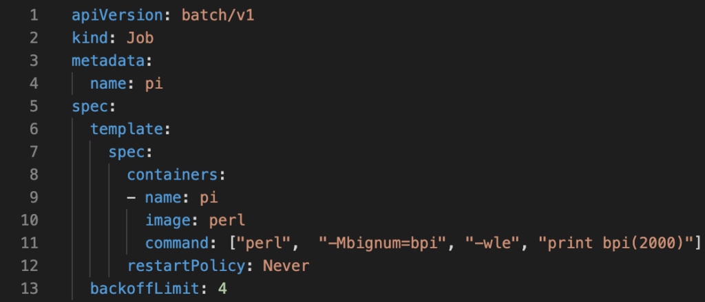 Demonstrating a job execution scenario using the pi calculation standard example job.yaml file.