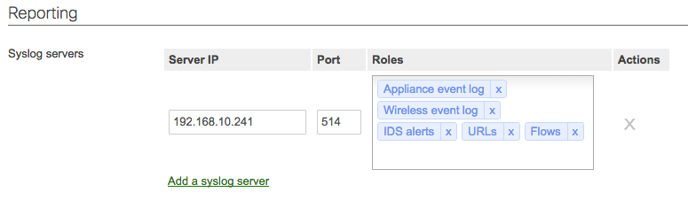 meraki add syslog