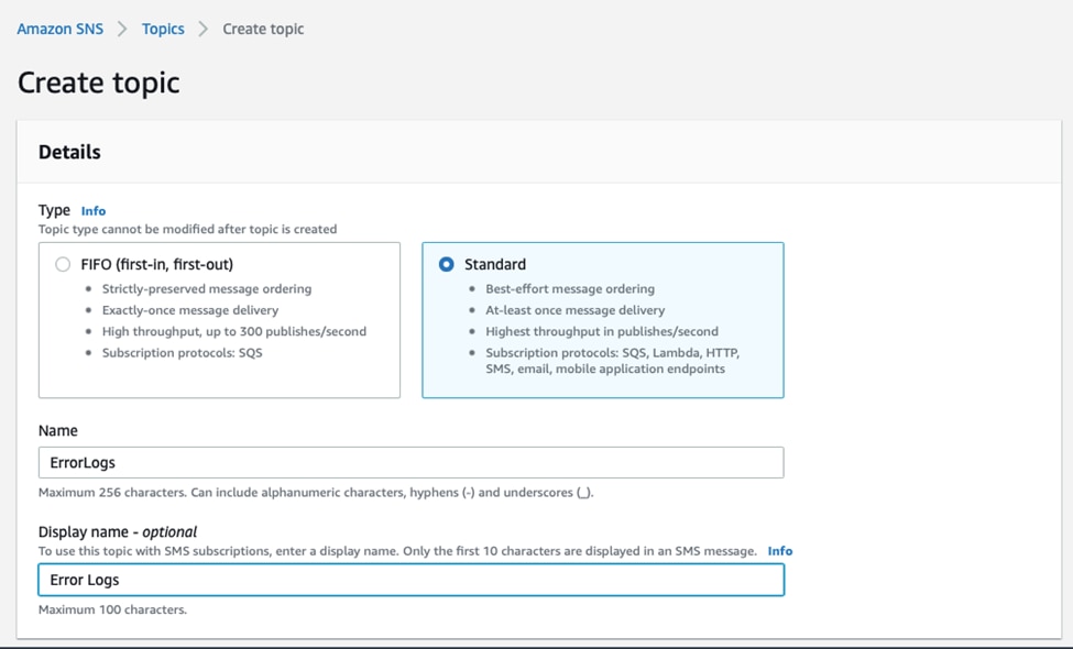 Creating an Amazon SNS Topic