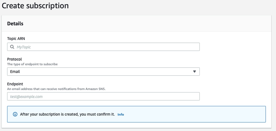 Creating a subscription to the SNS topic