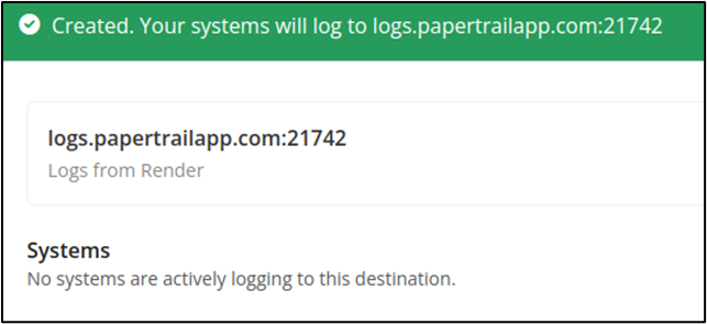 The unique URL endpoint for the new log destination.