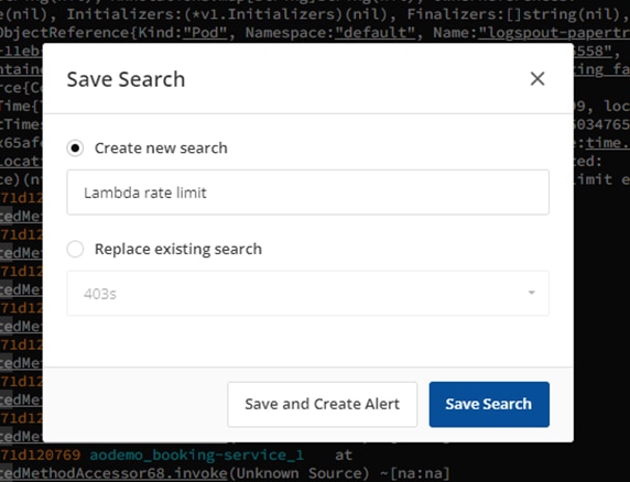 Save a search and create an alert from the search bar.